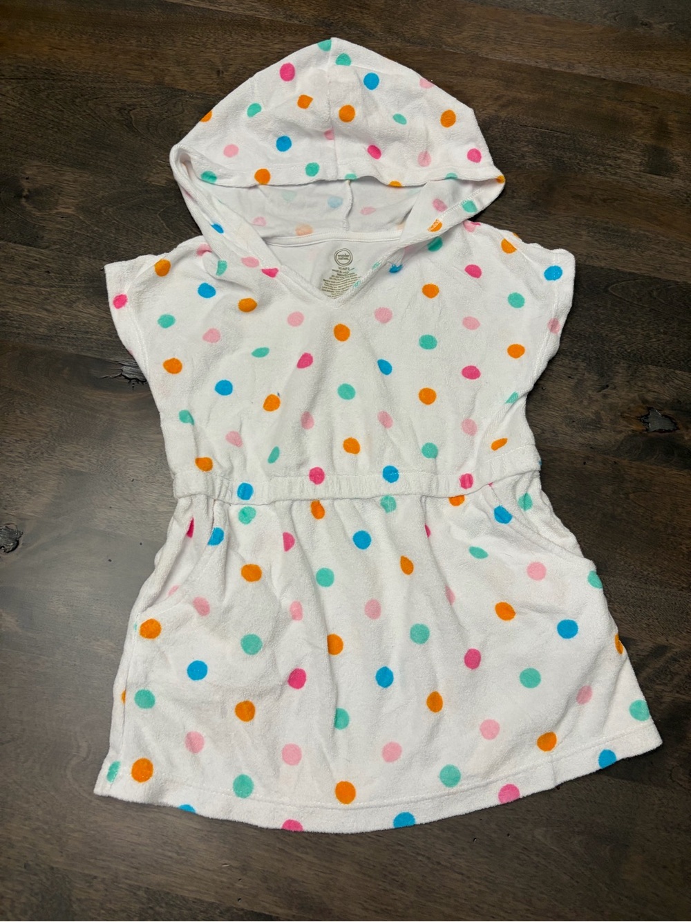 Girls' White Hooded Polka Dot Swim Towel